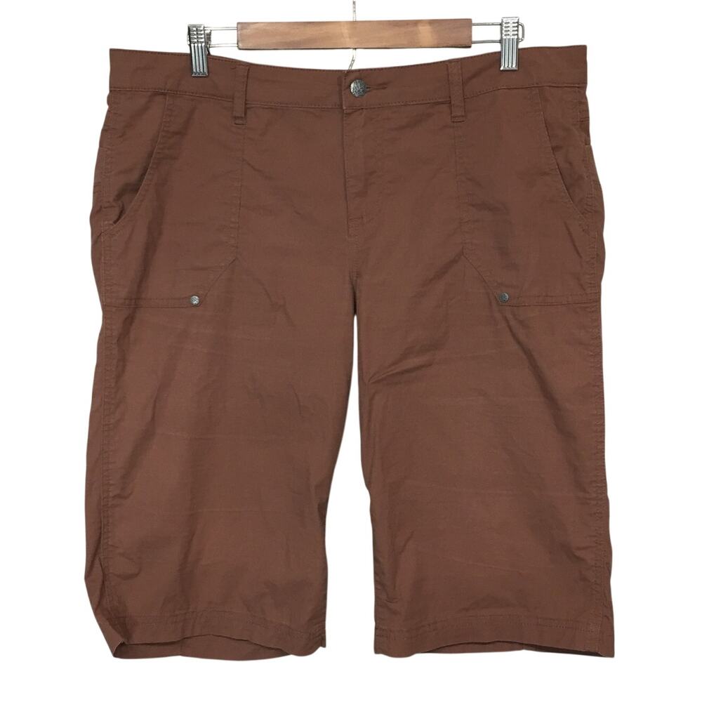 PrAna Outdoor Hiking Bermuda Shorts 14 Brown Organic Cotton Granolagirl Earthy